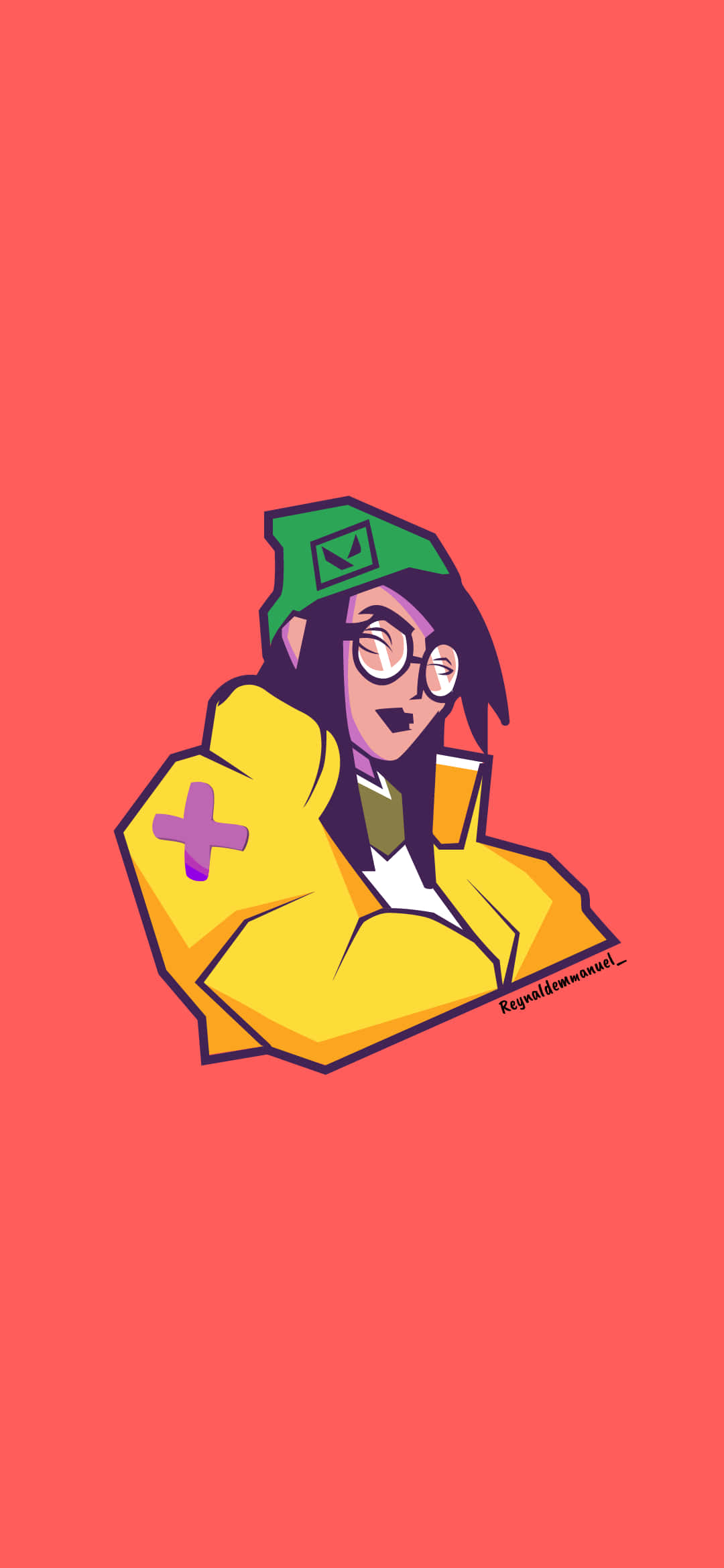 una chica caricaturesca con chaqueta amarilla y gafas Fondos de pantalla