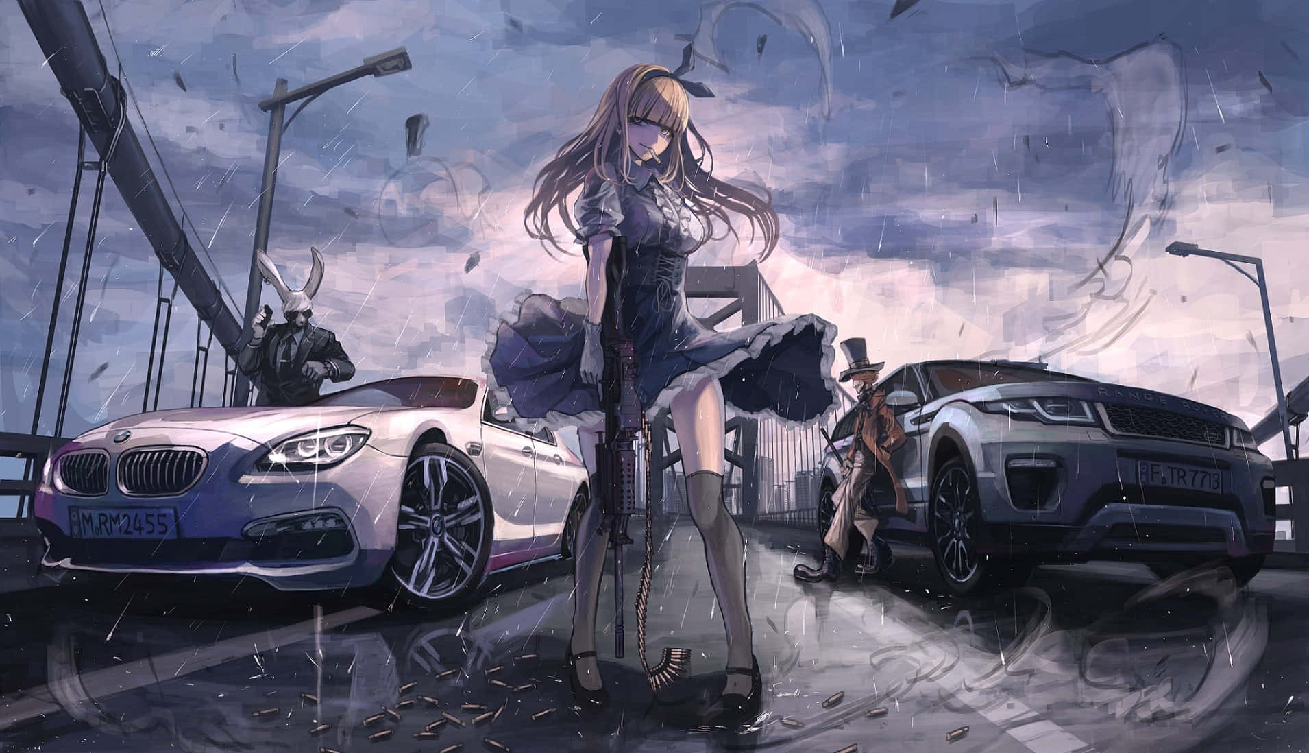 Una chica está de pie junto a un coche Fondos de pantalla