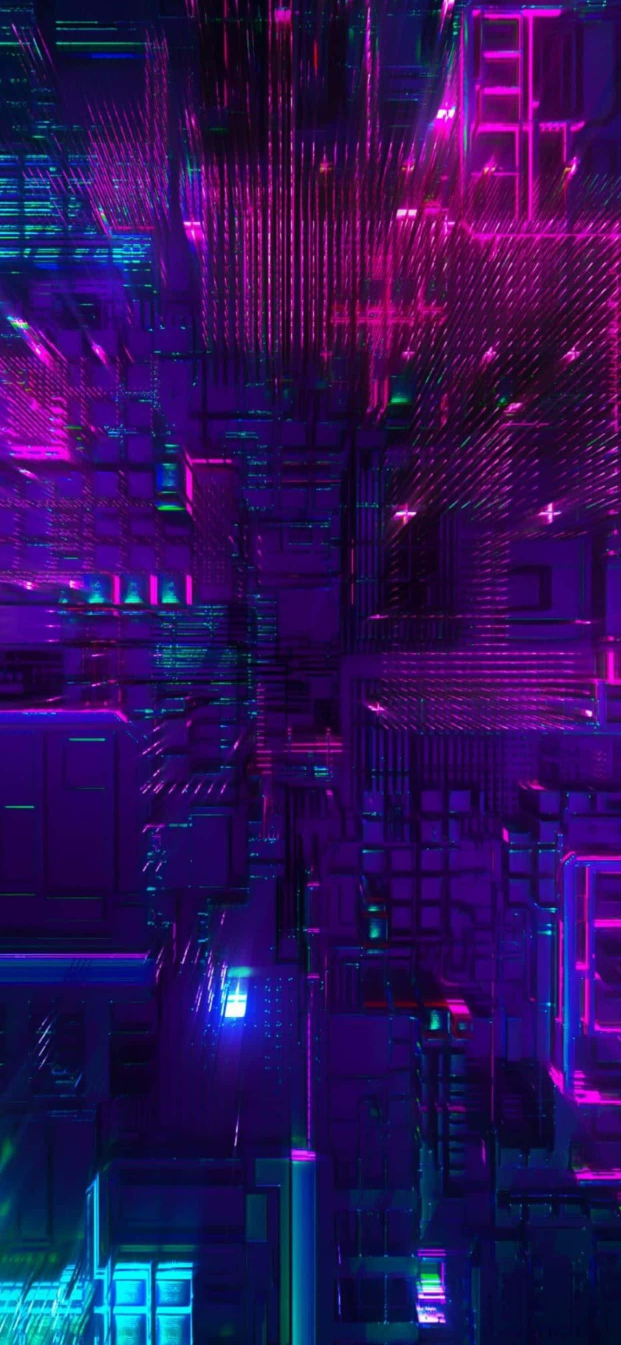 Una ciudad futurista con luces de neón y una ciudad futurista Fondos de pantalla