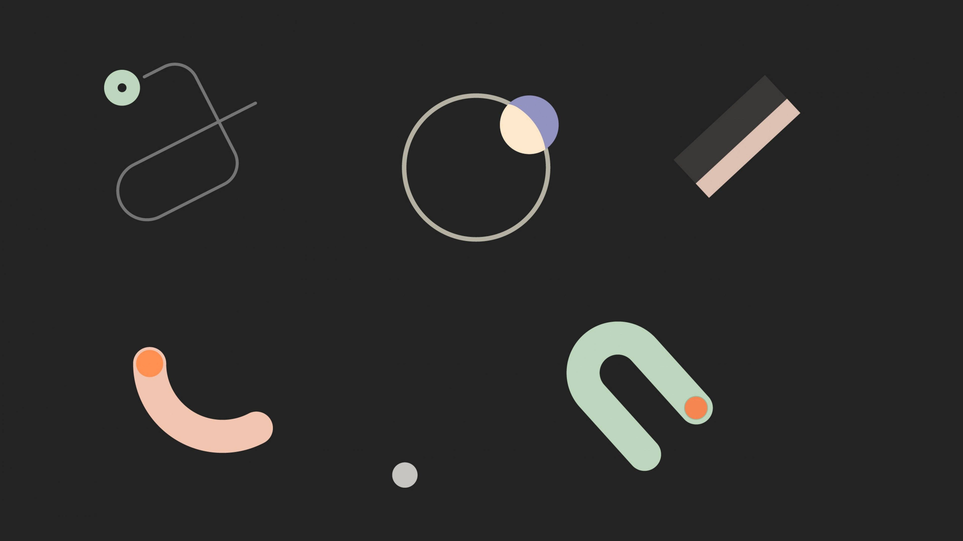 Una colección de formas geométricas sobre un fondo negro Fondos de pantalla