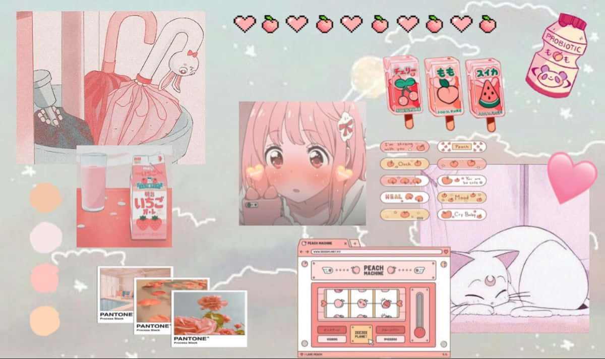 Una escena de anime tranquila y serena en tonos suaves de rosa Fondos de pantalla