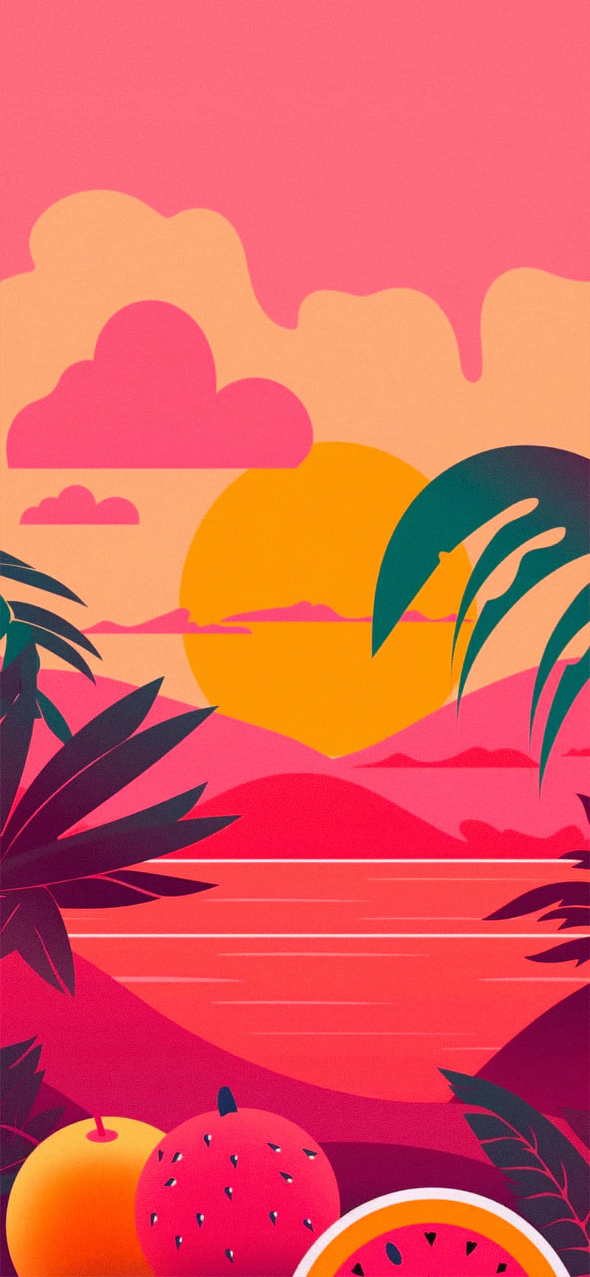 una escena tropical con sandía y piñas Fondos de pantalla