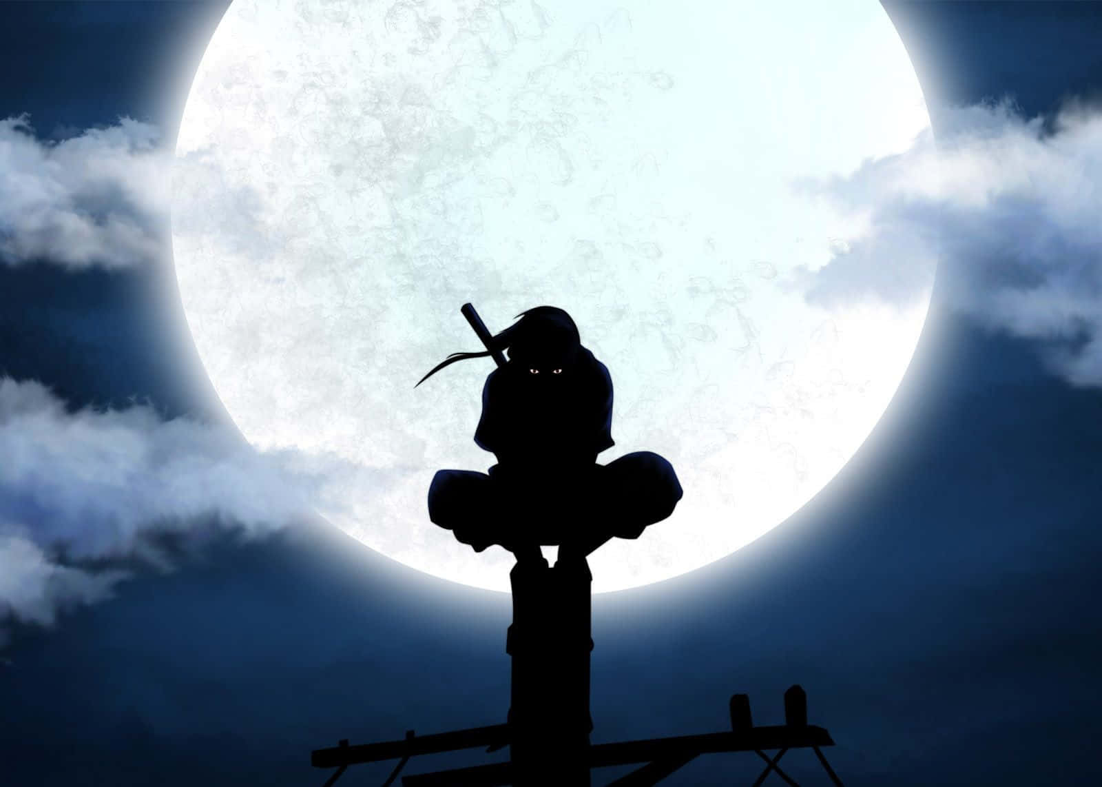 Una figura poderosa y misteriosa, Uchiha Itachi, bajo la luz de la luna. Fondos de pantalla