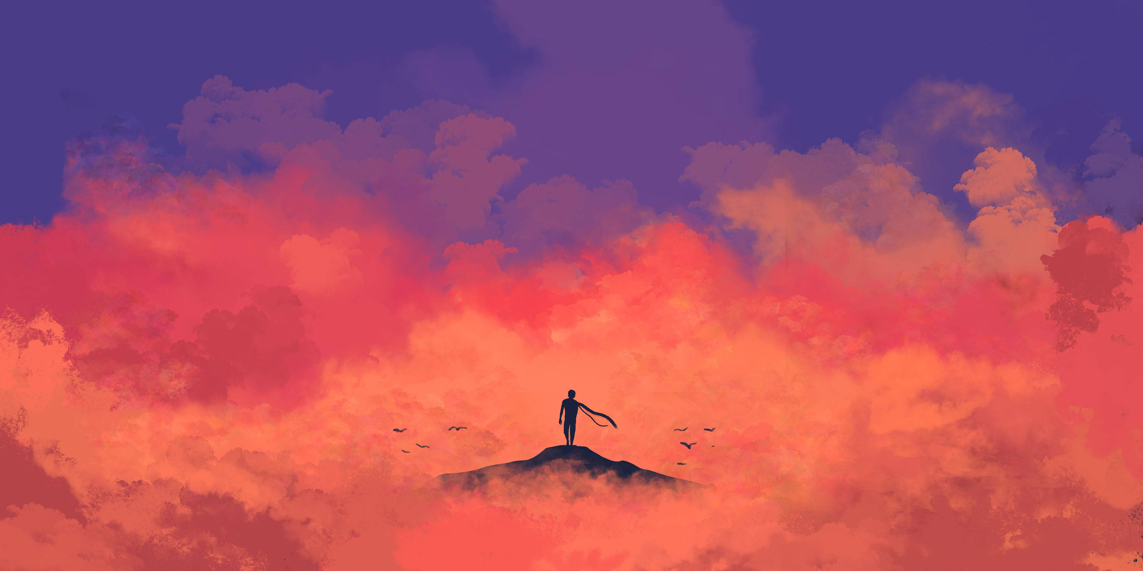 Una figura solitaria en un paisaje pacífico Fondos de pantalla