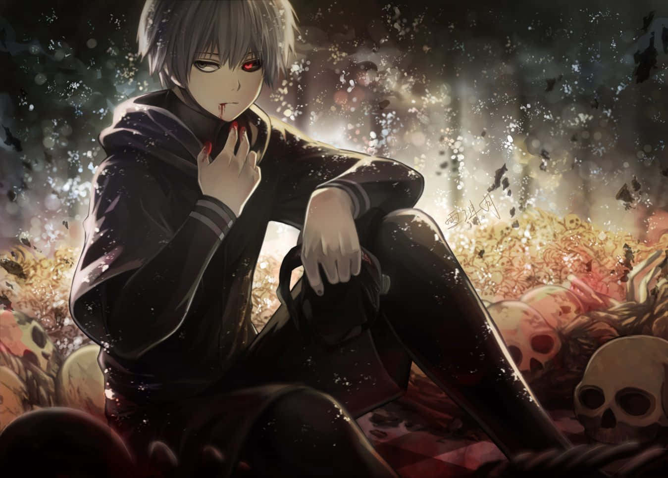 Una figura sombría observa desde Tokyo Ghoul Fondos de pantalla