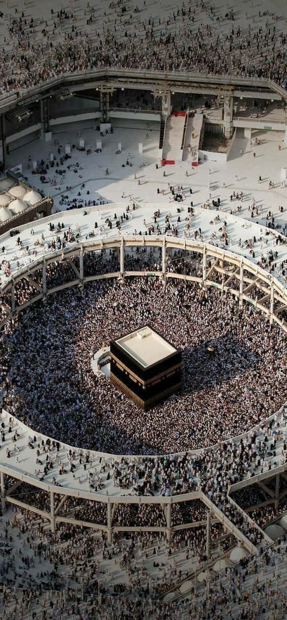 Una gran multitud de personas se reúne alrededor de la Kaaba Fondos de pantalla