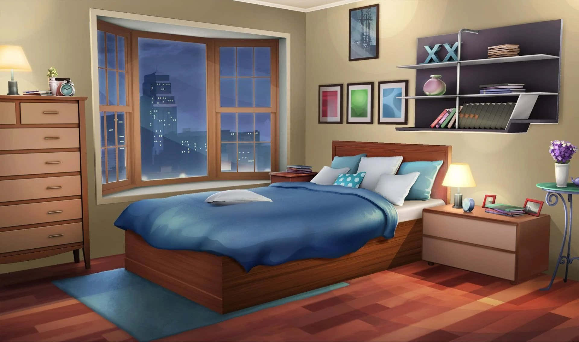 Una habitación anime acogedora y vibrante Fondos de pantalla