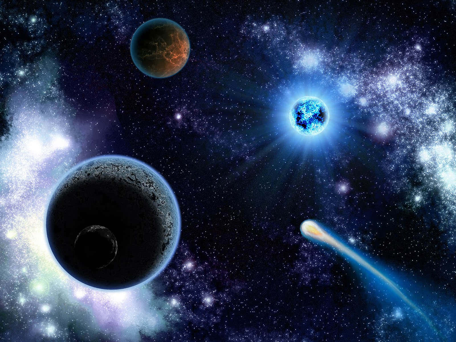 Una hermosa vista del espacio exterior con galaxias estrelladas en el cielo nocturno Fondos de pantalla