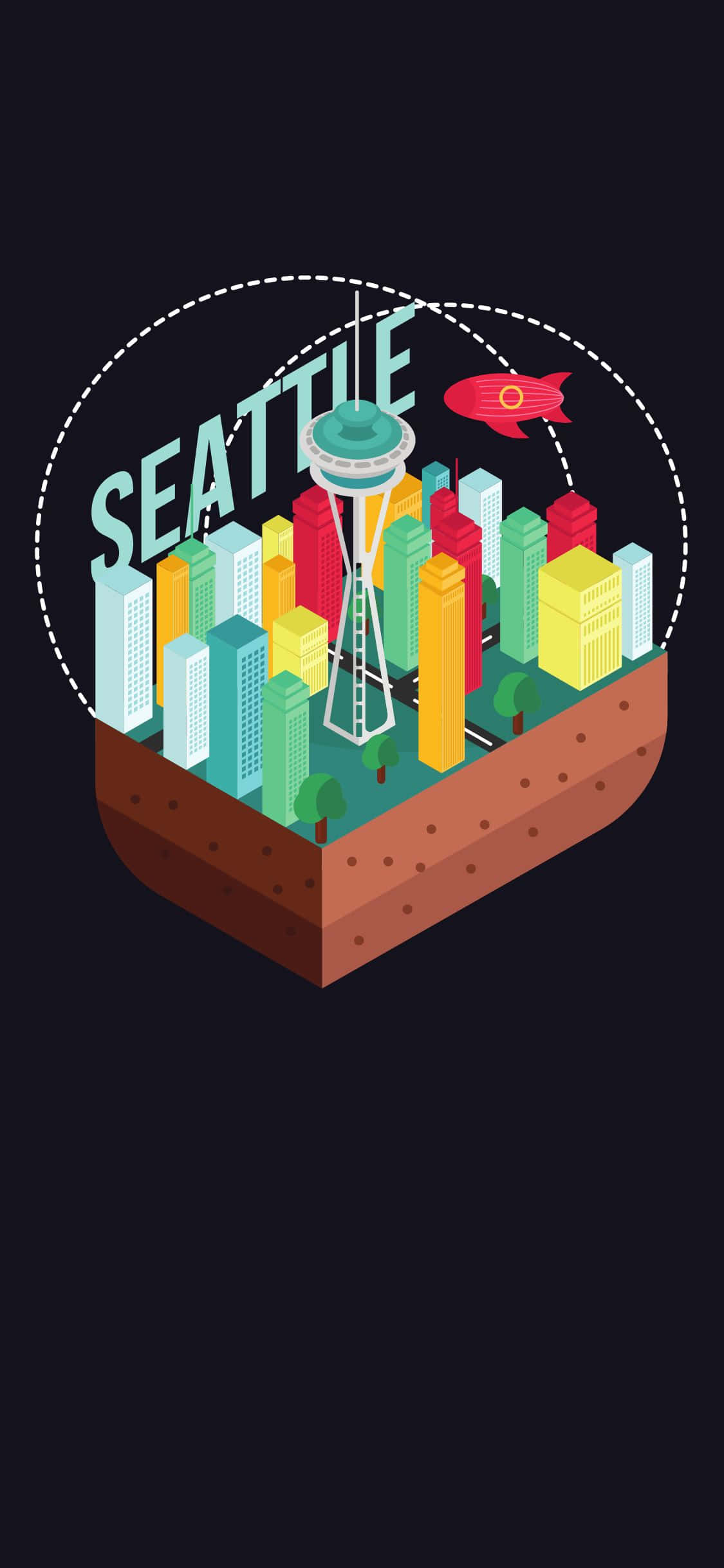 Una hermosa vista del horizonte de Seattle a través del lente de un iPhone X Fondos de pantalla
