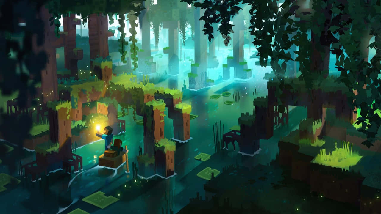 una imagen de arte pixelado de un bosque con árboles Fondos de pantalla