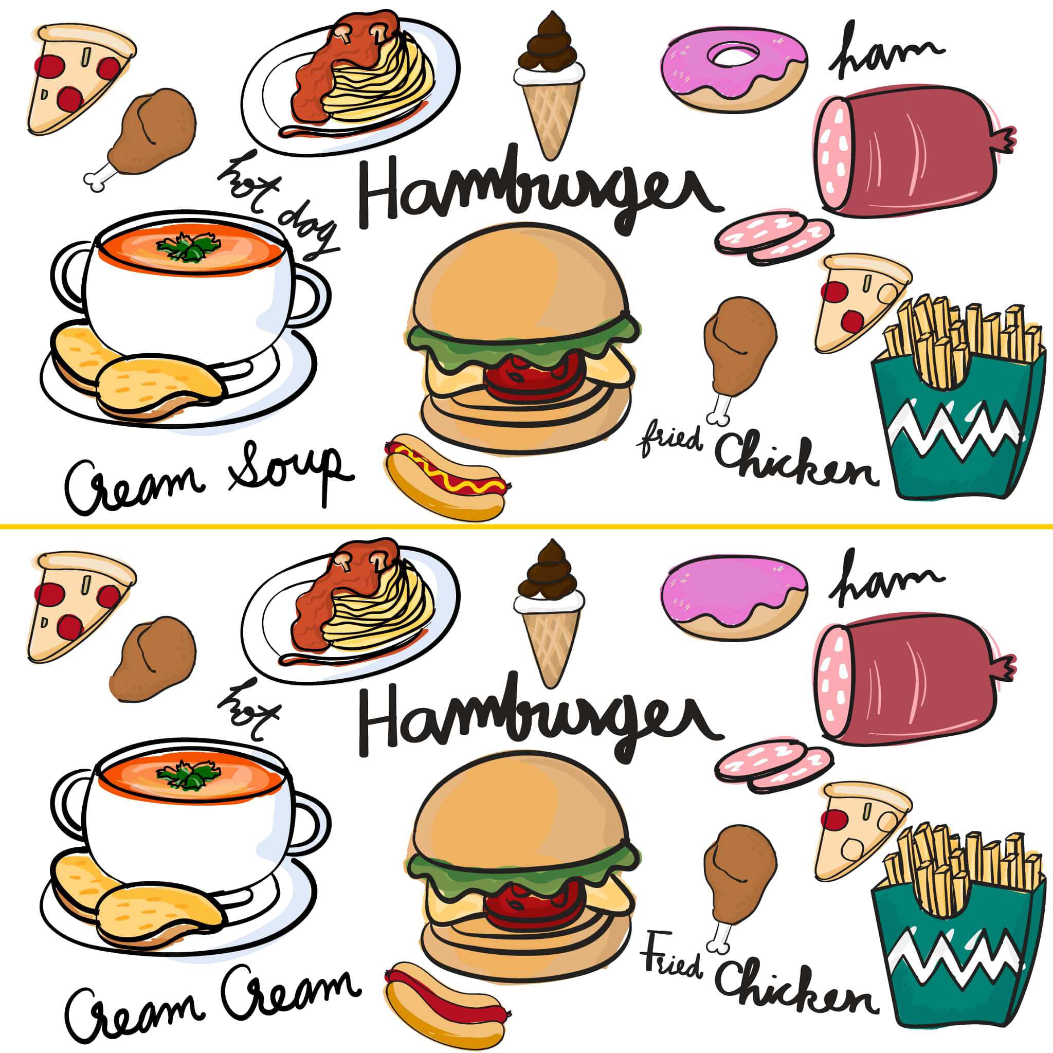 una imagen de hamburguesas, papas fritas y sopa Fondos de pantalla