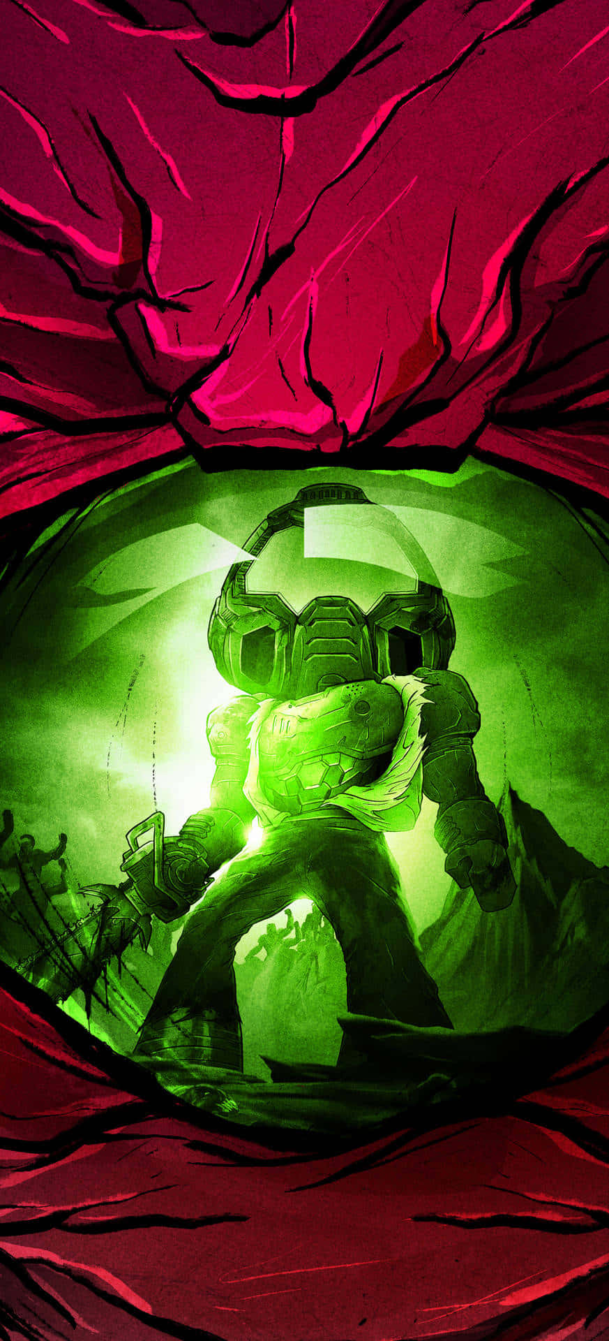 una imagen roja y verde de un hombre con traje rojo Fondos de pantalla