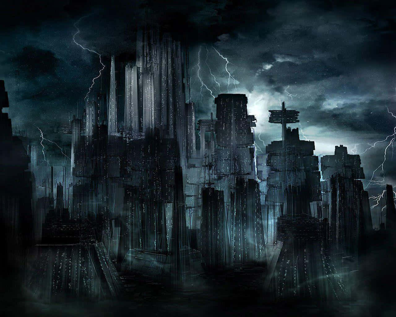 Una impresionante imagen de una ciudad oscura de noche Fondos de pantalla