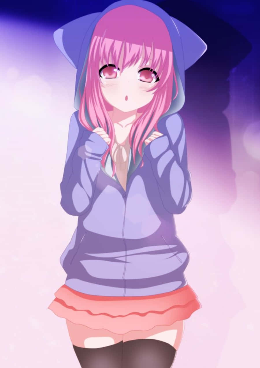 Una linda chica anime con sudadera Fondos de pantalla