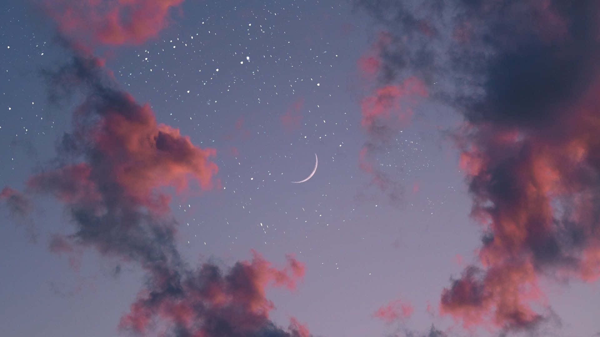 una luna creciente y estrellas en el cielo Fondos de pantalla