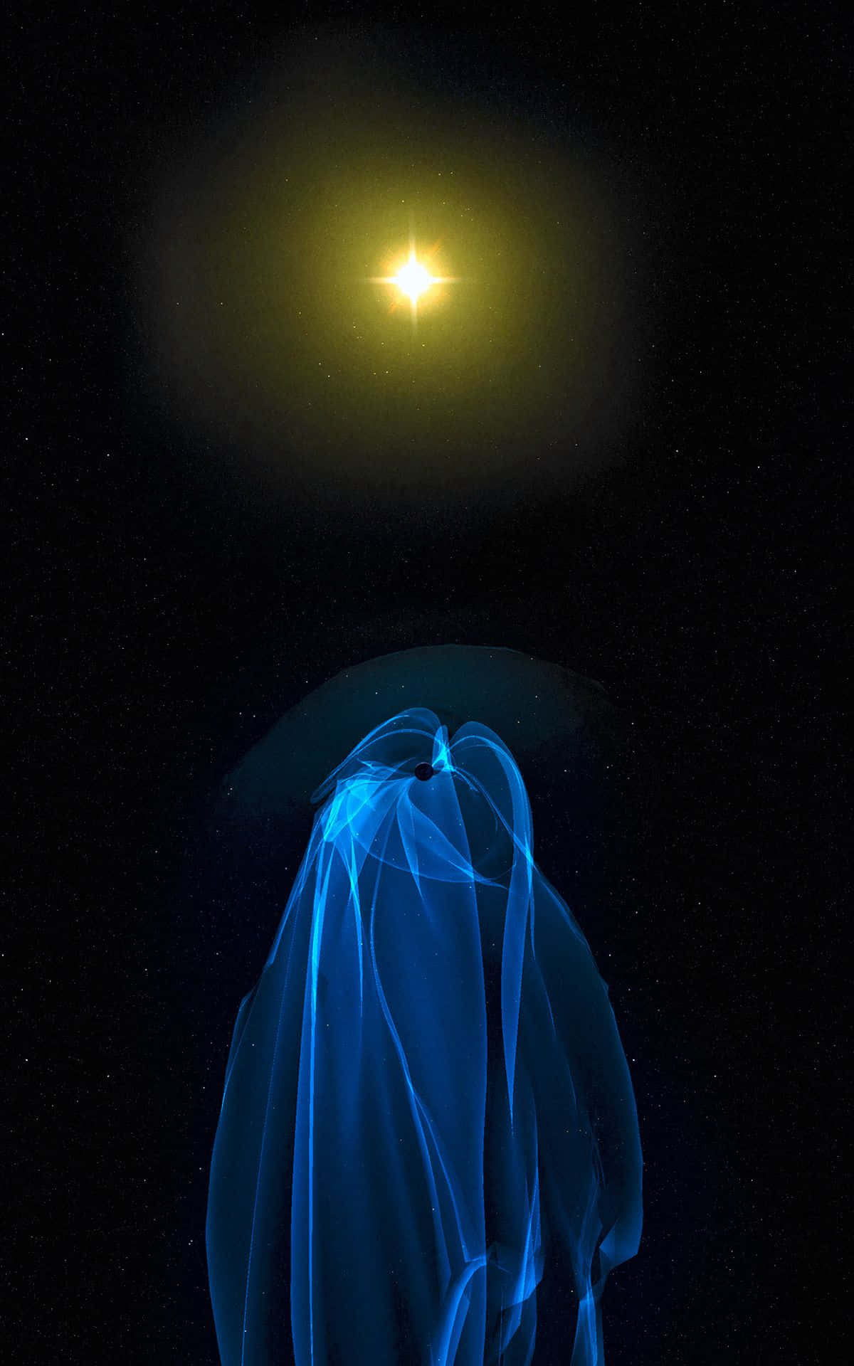 una luz azul brilla en el cielo Fondos de pantalla