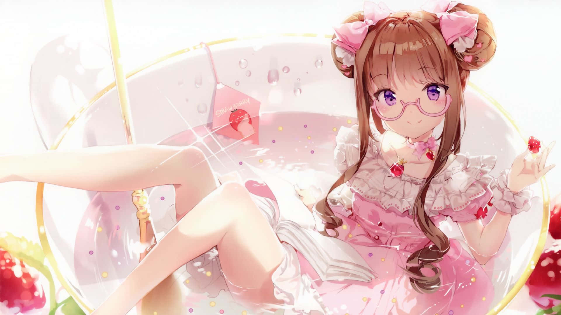 Una niña con vestido rosa sentada en una taza Fondos de pantalla