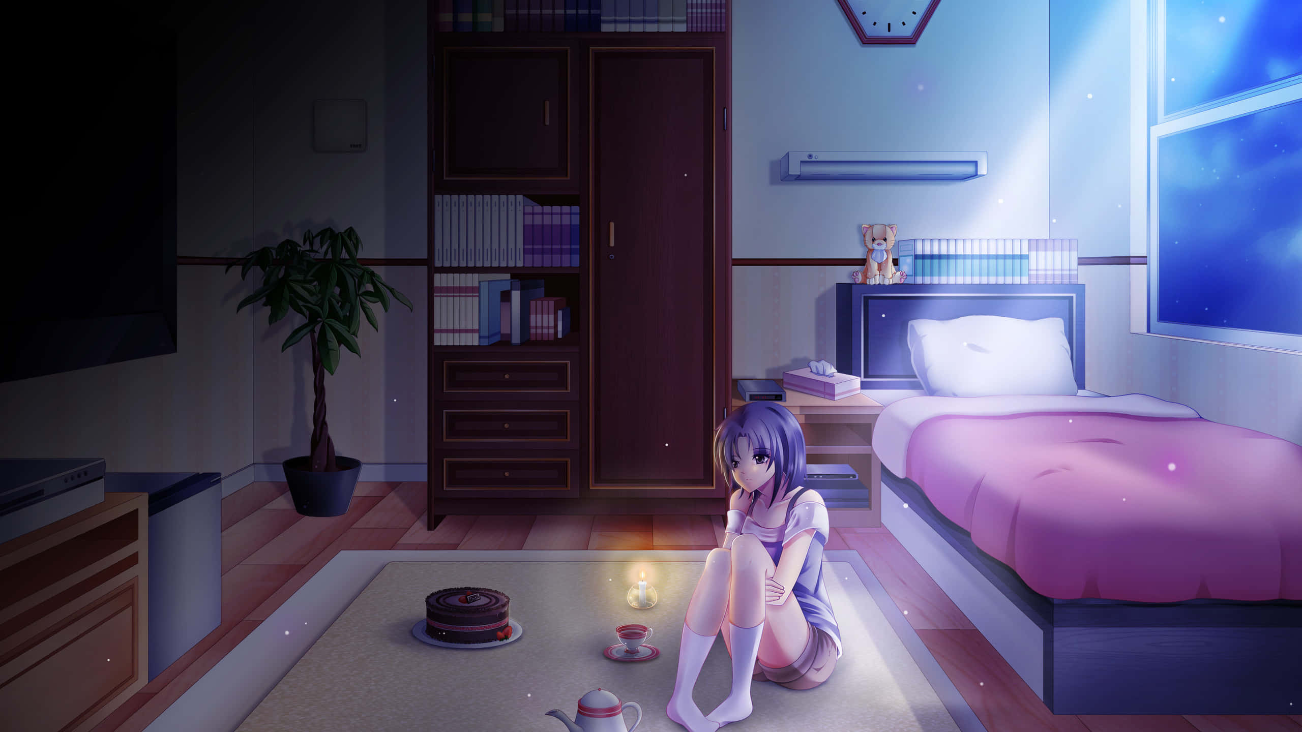 una niña sentada en el suelo de una habitación Fondos de pantalla
