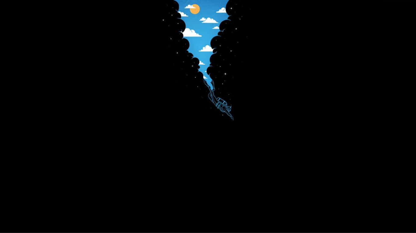 Una pantalla negra con un cielo azul y nubes Fondos de pantalla