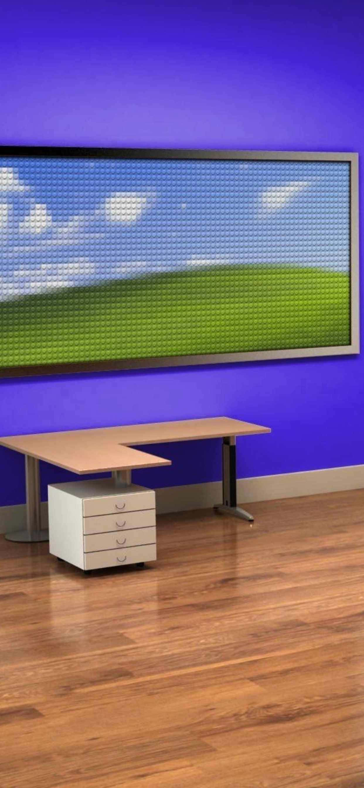 Una pared azul con un cielo azul Fondos de pantalla