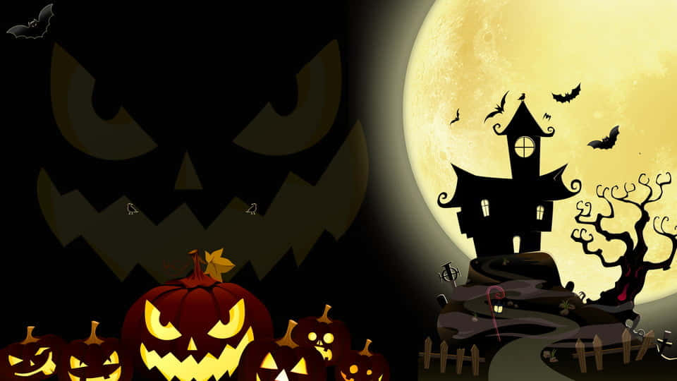 ¡Una pequeña bruja adorable y su amigable gato negro se preparan para una clásica noche de Halloween! Fondos de pantalla