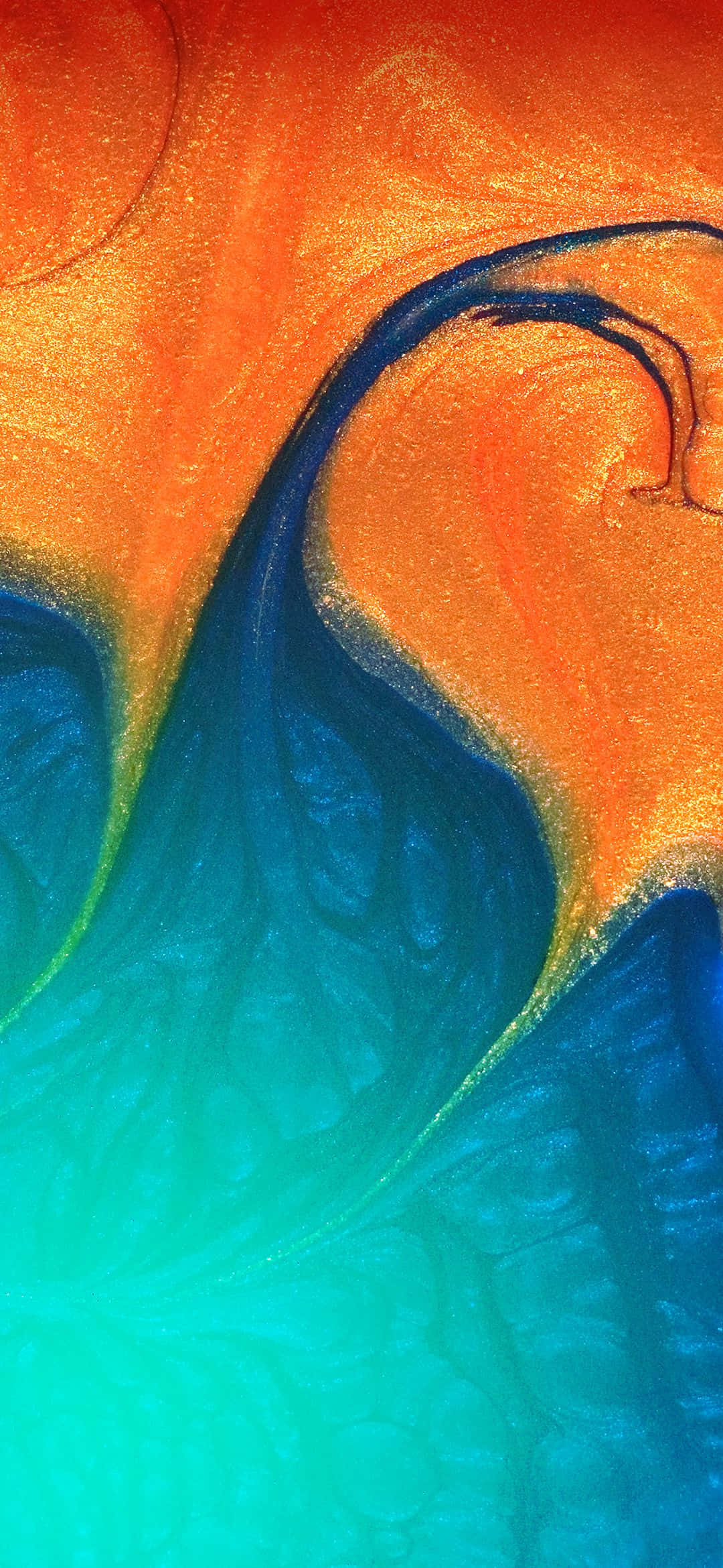 una pintura abstracta colorida sobre un fondo azul y naranja Fondos de pantalla