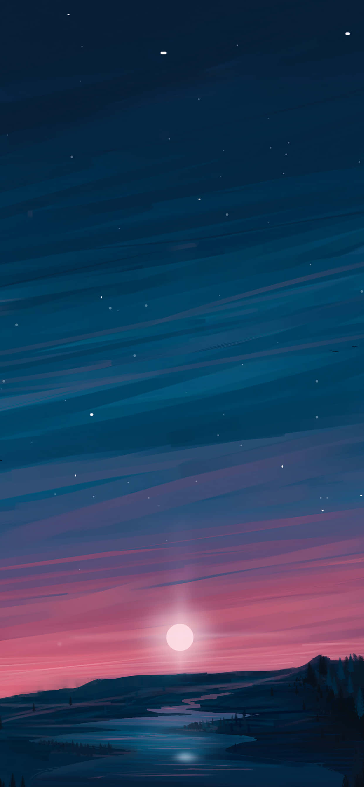 una pintura de un cielo nocturno con estrellas Fondos de pantalla