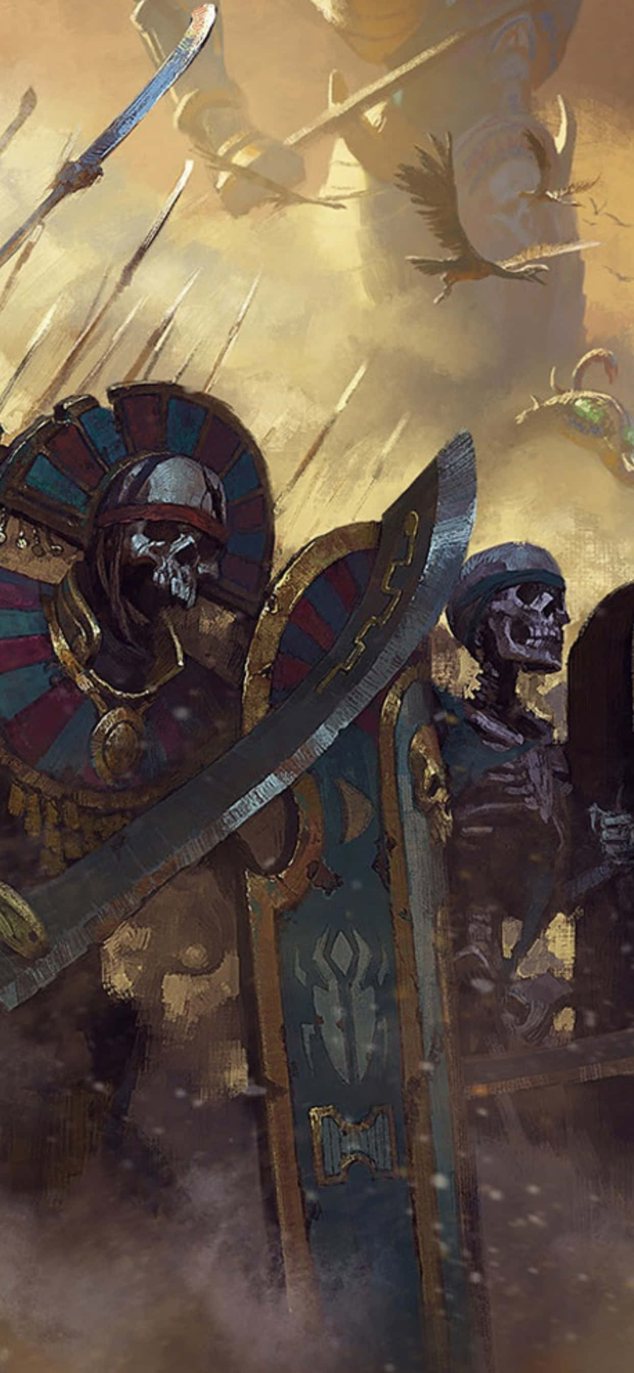 una pintura de un grupo de esqueletos montando a caballo Fondos de pantalla