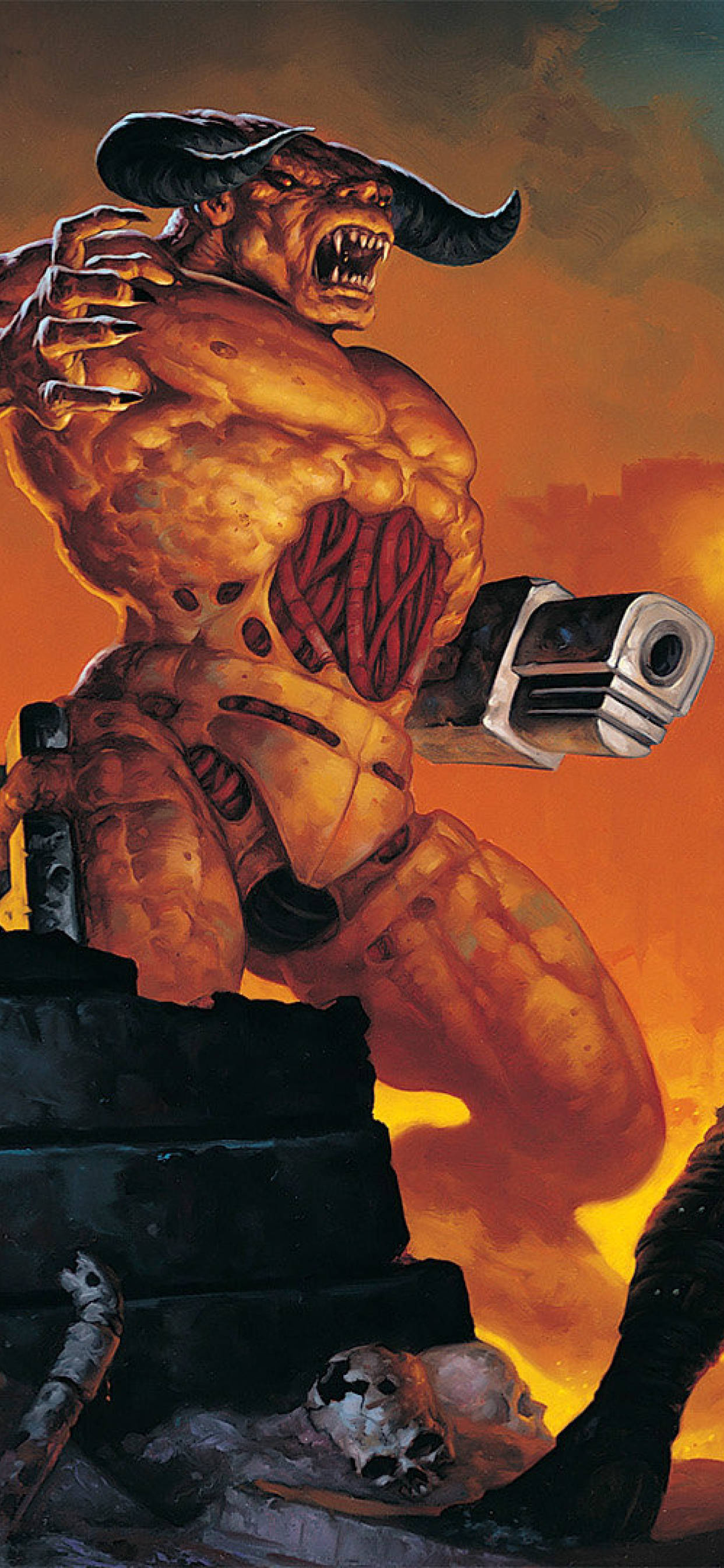 una pintura de un demonio con una pistola Fondos de pantalla