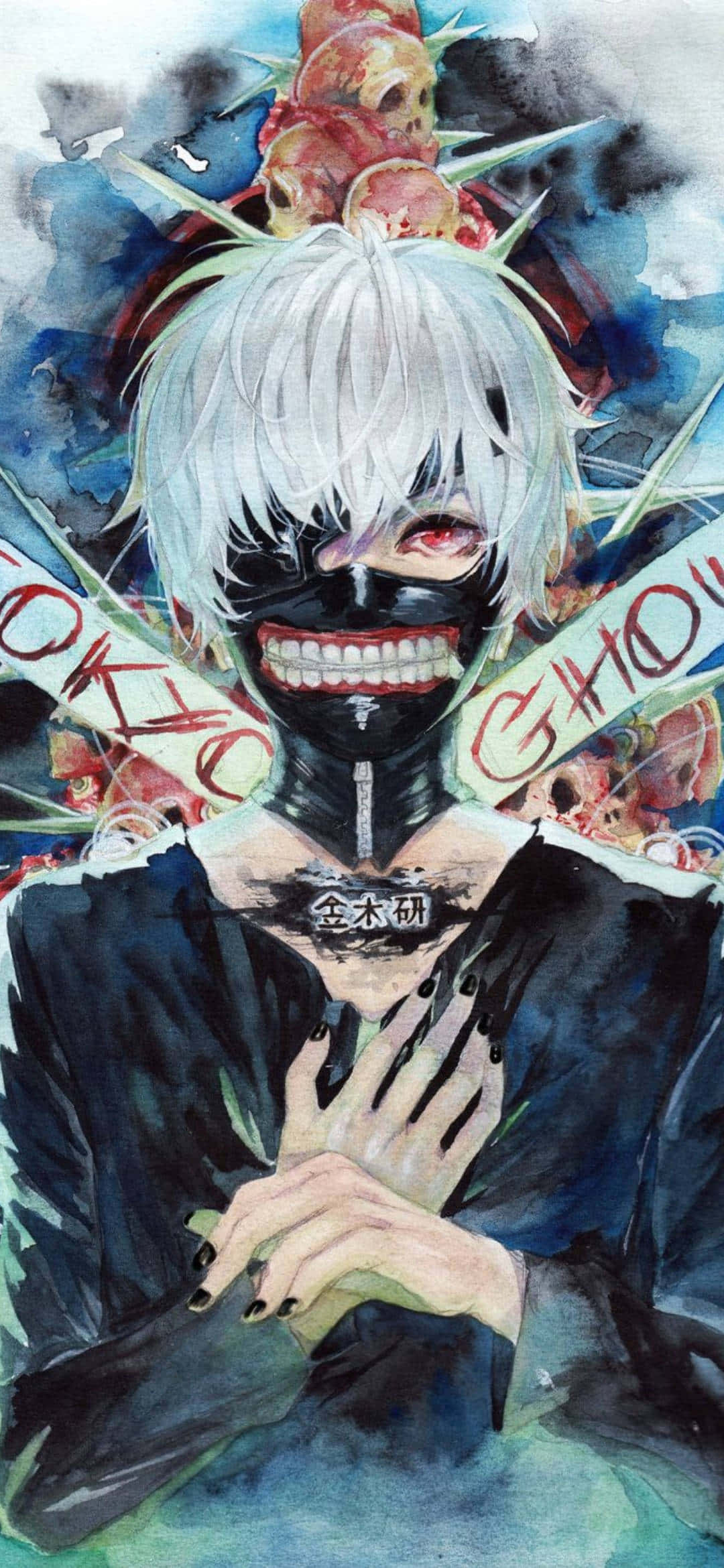 una pintura de un hombre con cabello blanco y una máscara Fondos de pantalla