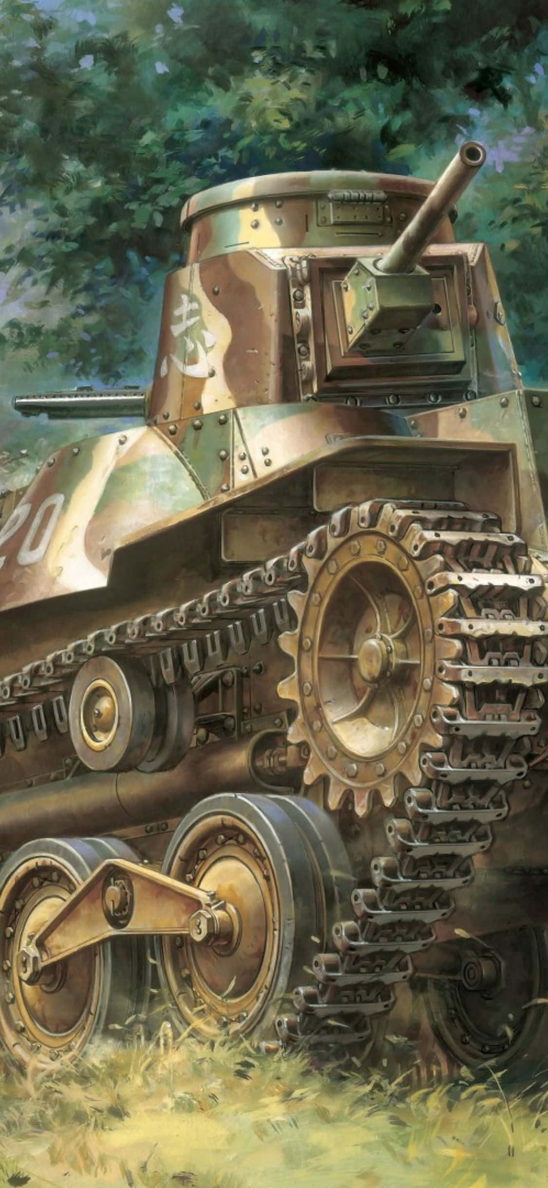 una pintura de un tanque en el bosque Fondos de pantalla