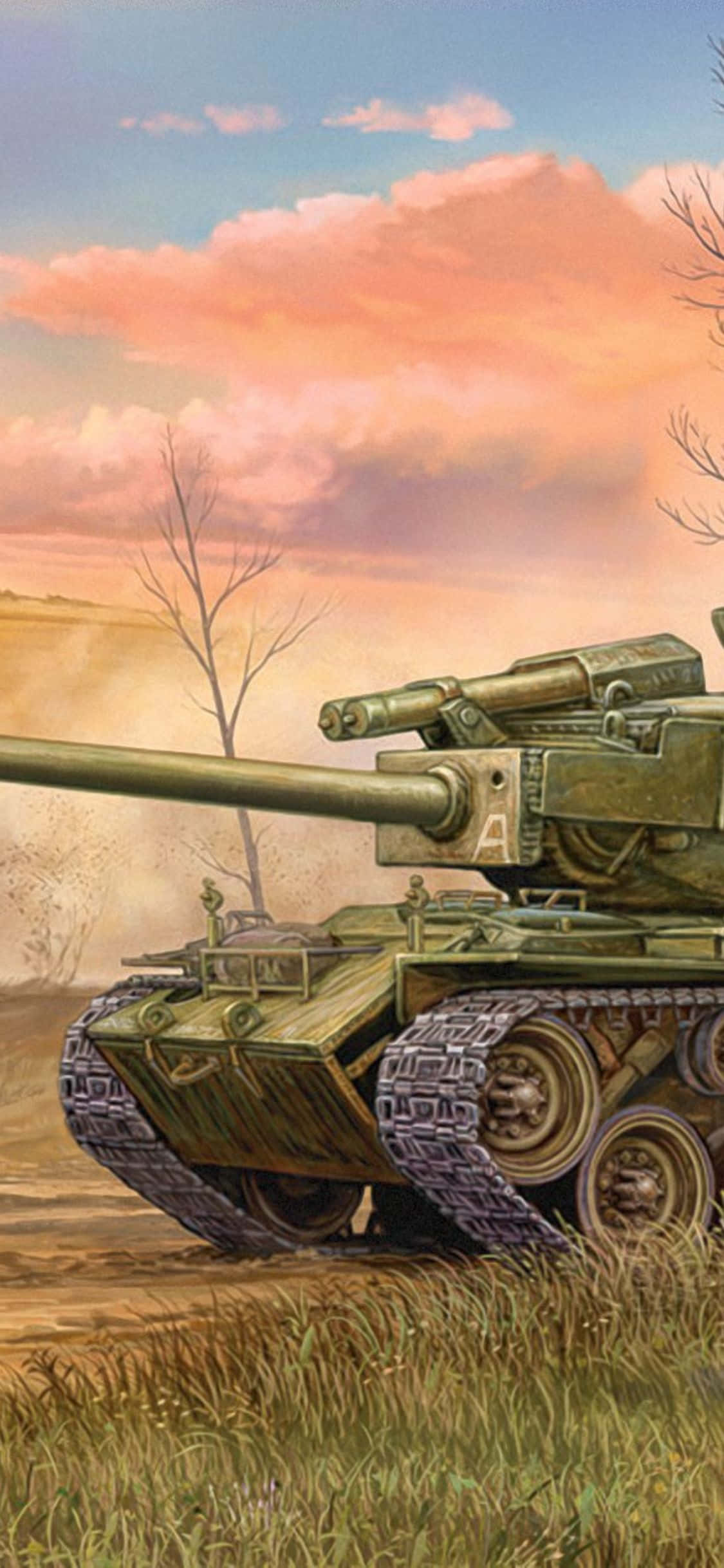 una pintura de un tanque en el desierto Fondos de pantalla