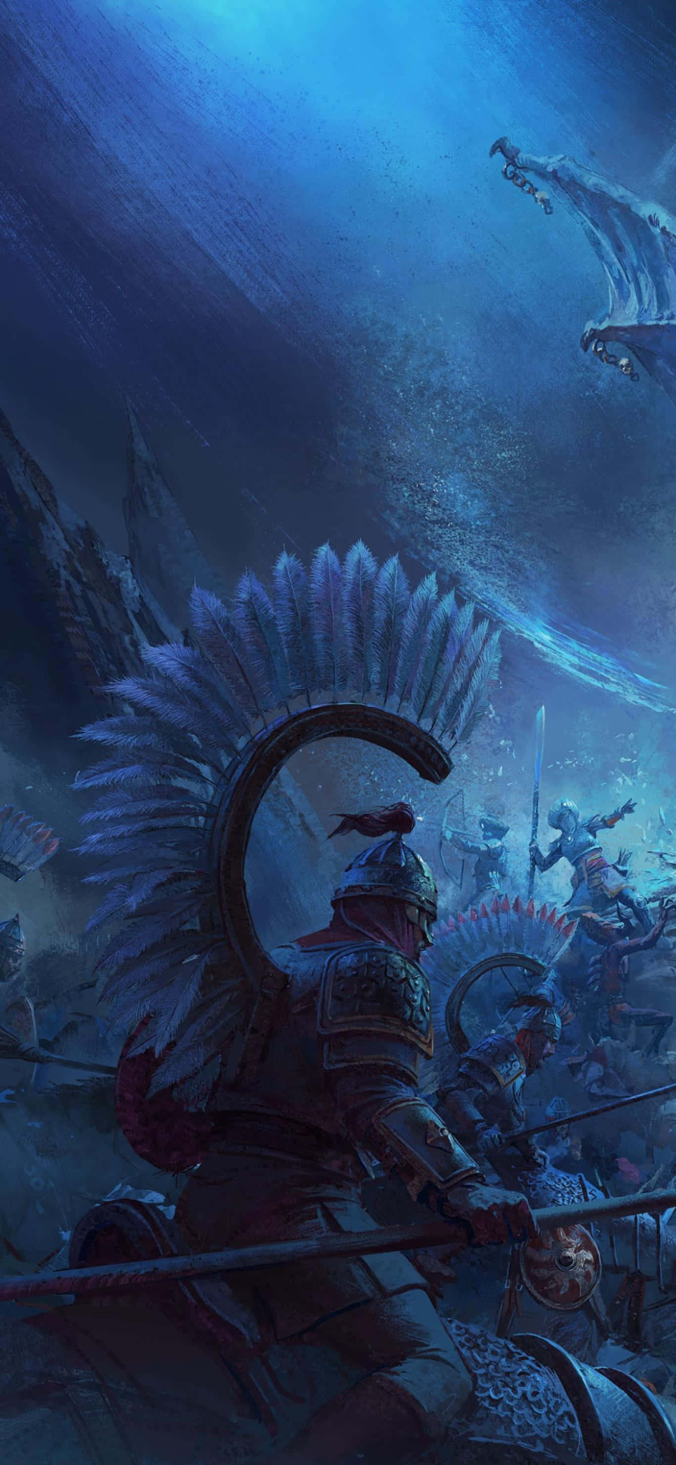 una pintura de una batalla entre dos hombres y un dragón Fondos de pantalla