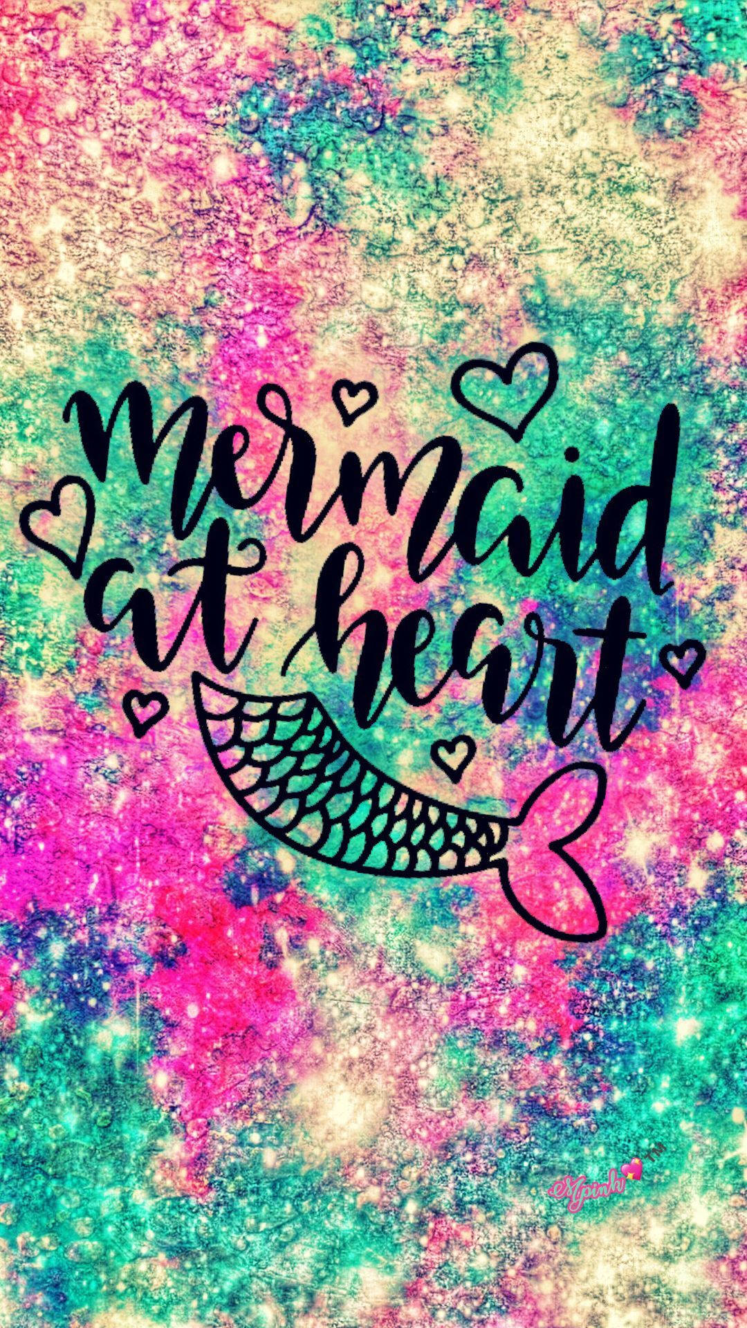 Fondo de pantalla móvil galáctico de sirena de corazón.