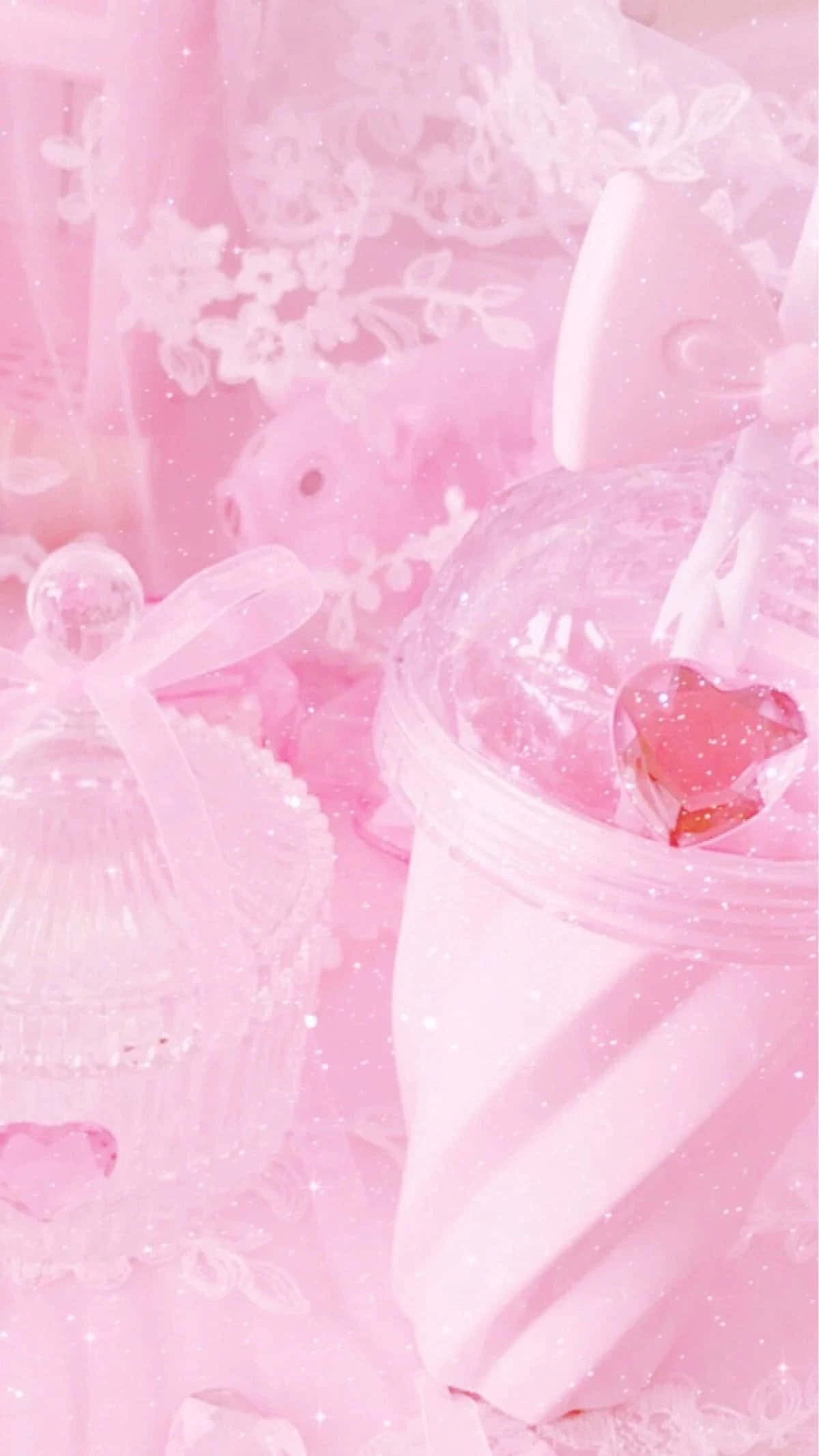 una taza de helado rosa y una taza rosa Fondos de pantalla