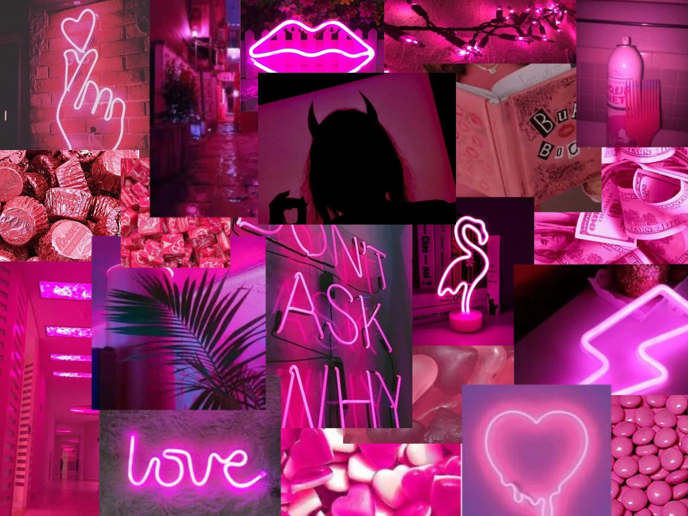 Una vibración de suave iluminación rosa neón Fondos de pantalla
