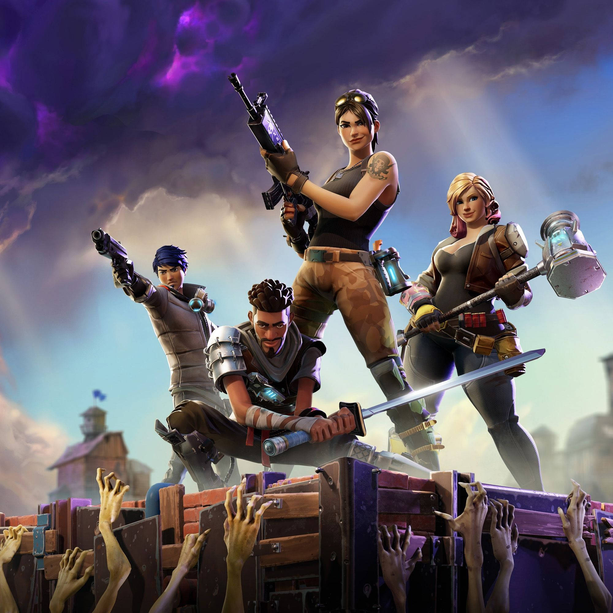 ¡Únete a los cuatro supervivientes en los campos de batalla de Fortnite! Fondos de pantalla