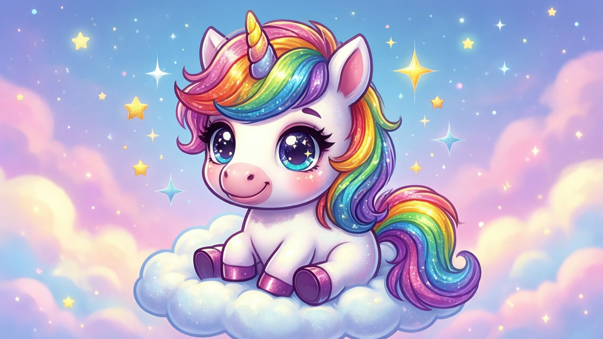 Unicornio Arcoíris en una Nube Fondos de pantalla