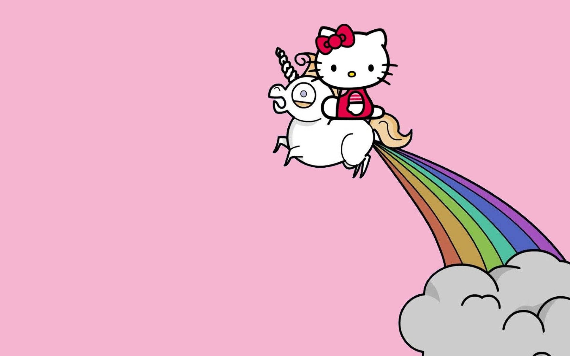 Unicornio con estética de Hello Kitty Fondos de pantalla