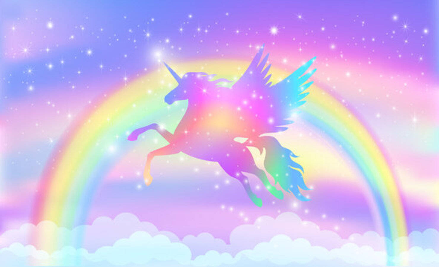 Unicornio Galáctico y Arcoíris de Fantasía Fondos de pantalla