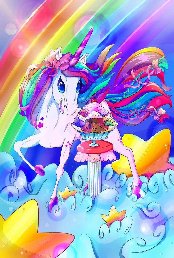 Unicornio Lisa Frank con Helado Fondos de pantalla