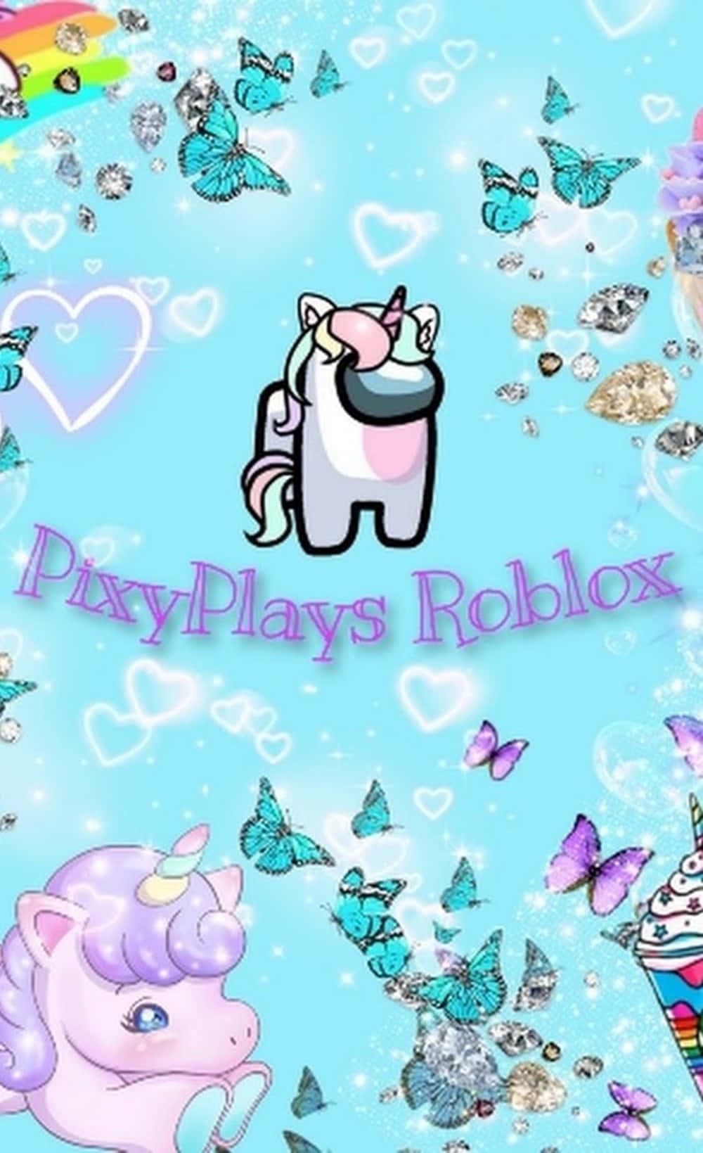 Unicornio Pastel con Mariposas de Roblox para iPhone Fondos de pantalla