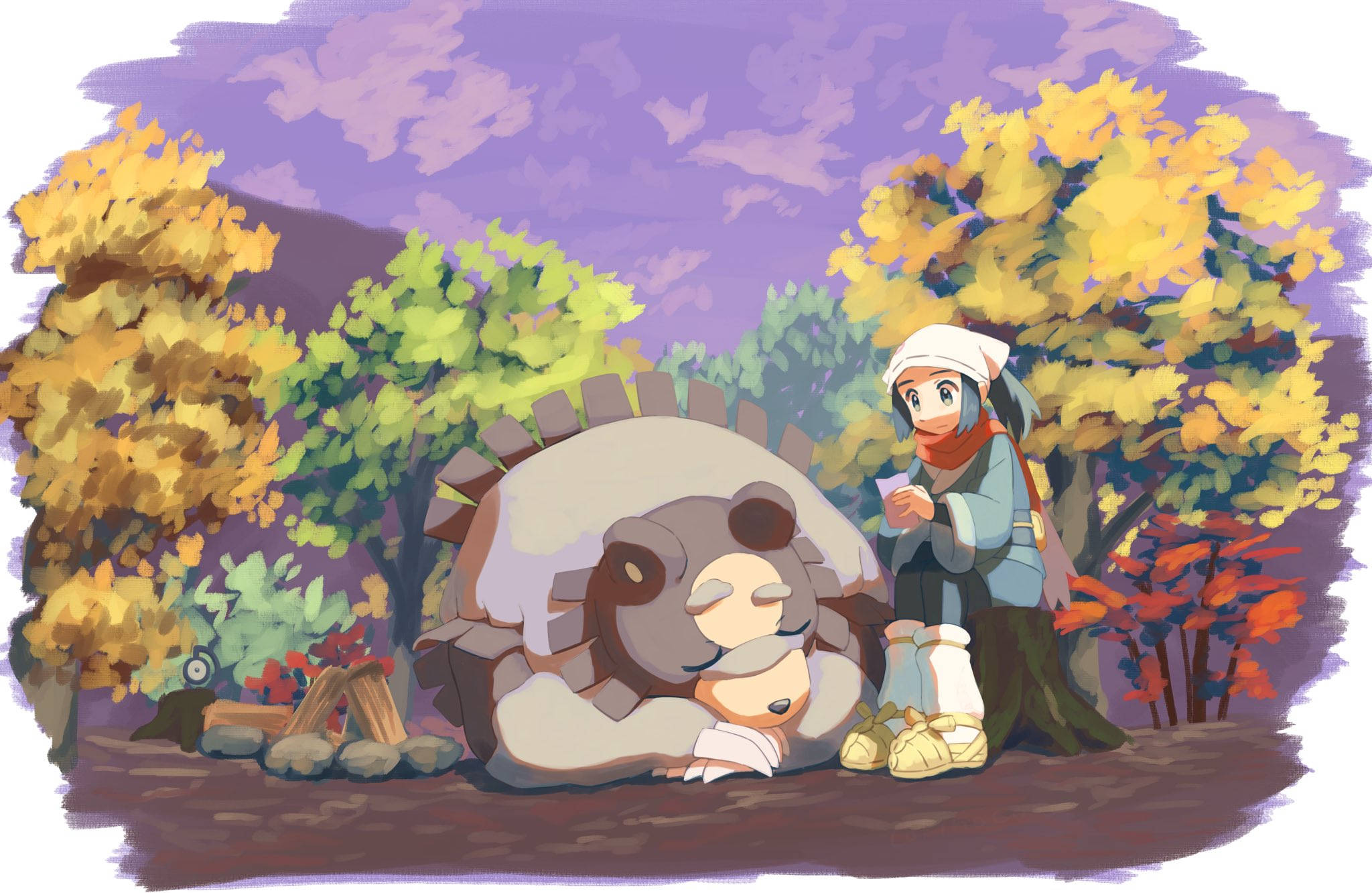 Ursaluna y Akari Pokémon Legends Arceus Fondos de pantalla