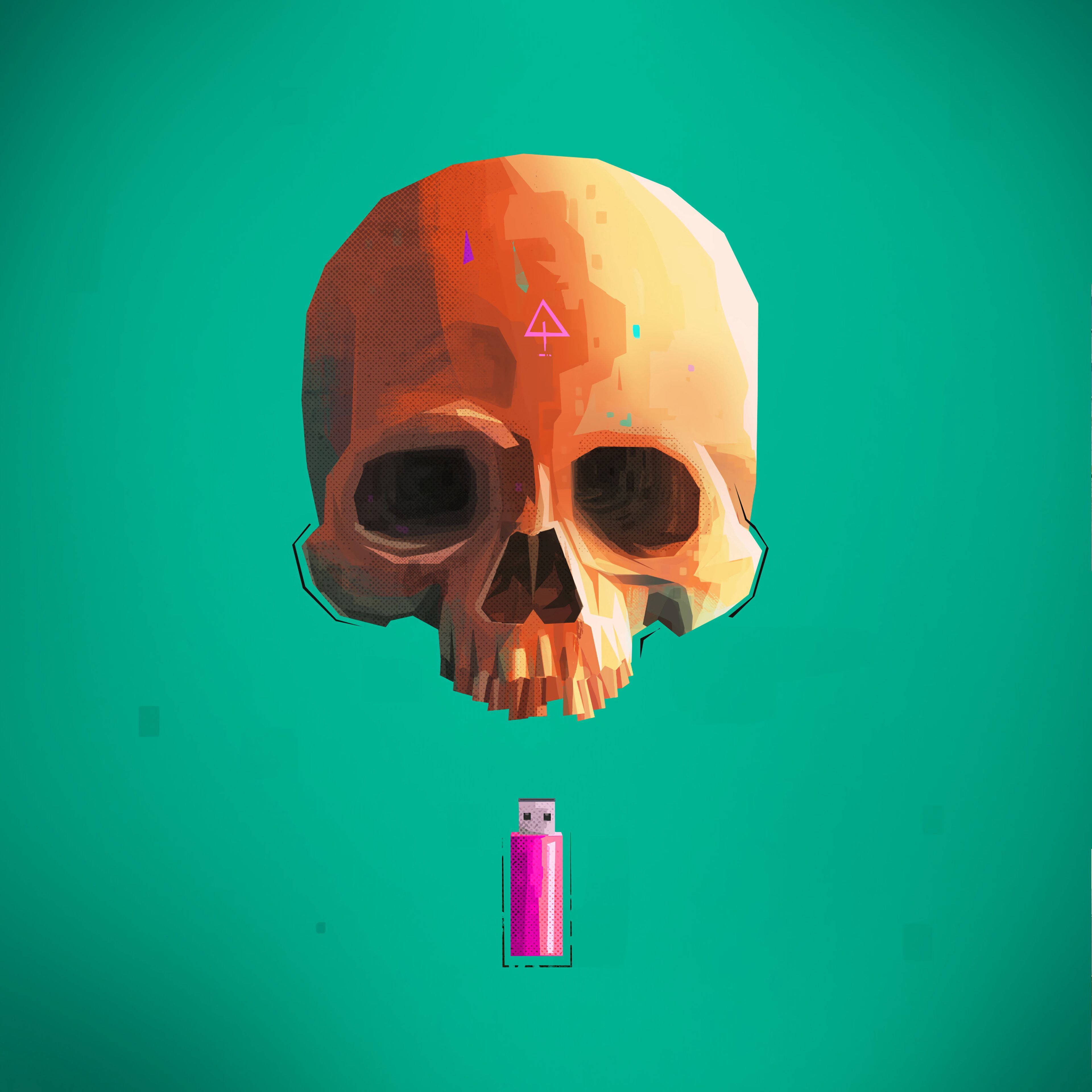 USB Naranja Tengkorak Fondo Verde Fondos de pantalla