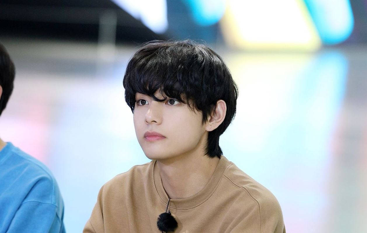 V de BTS con camisa café Fondos de pantalla