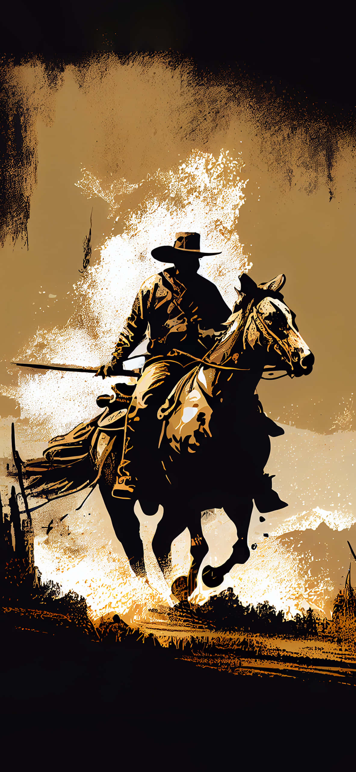 Vaqueros solitario en un paisaje al atardecer Fondos de pantalla
