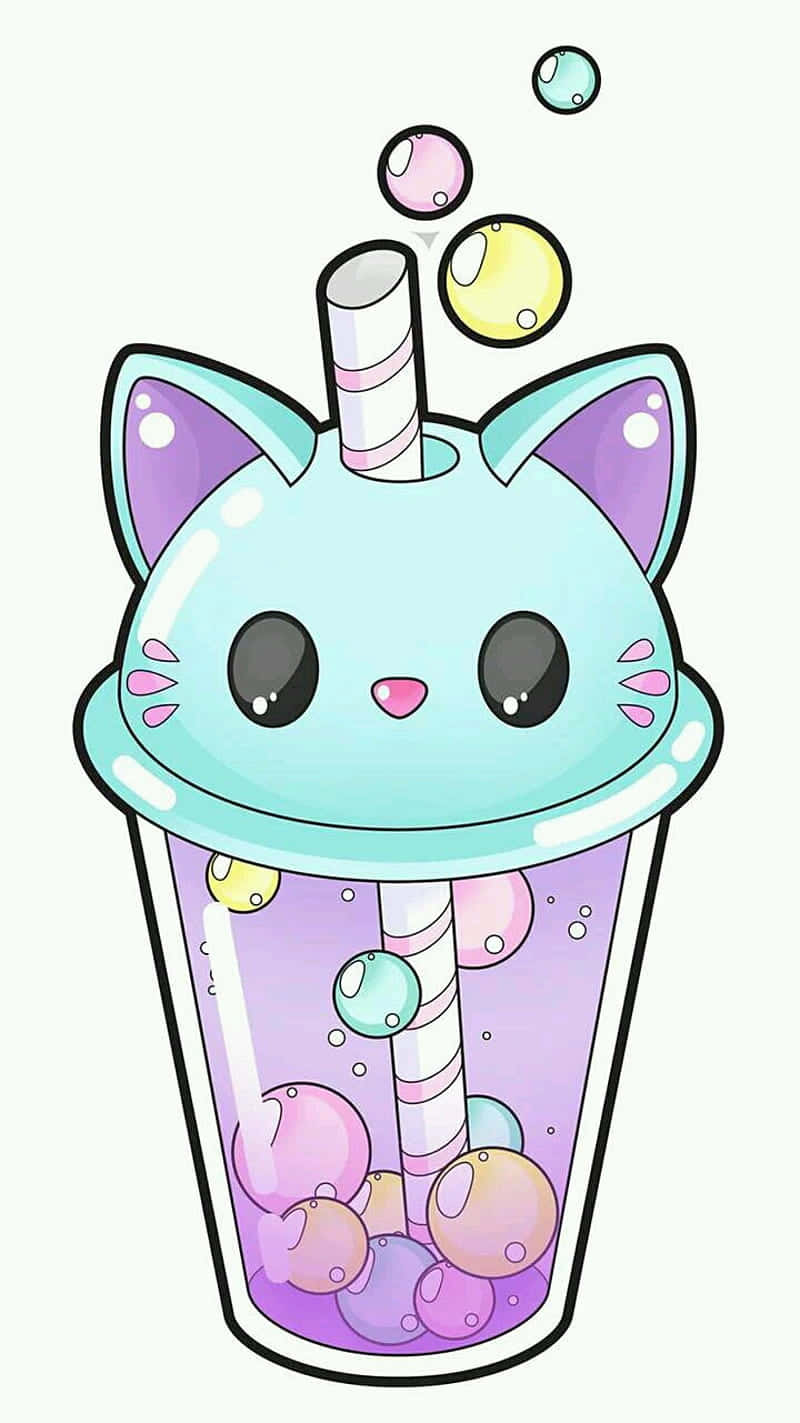 Vaso Kawaii de Gatito Lindo Fondos de pantalla