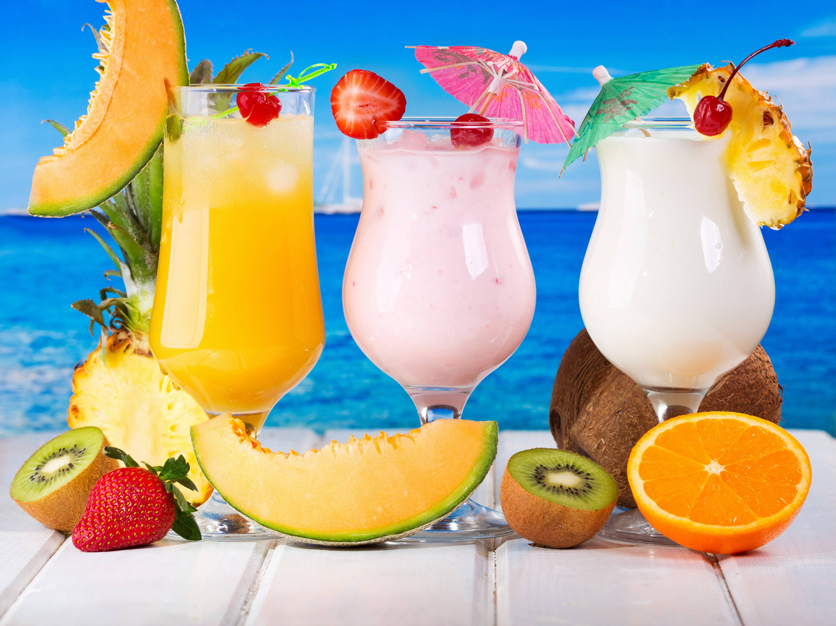 Vasos Frutales de Bebidas Tropicales Fondos de pantalla
