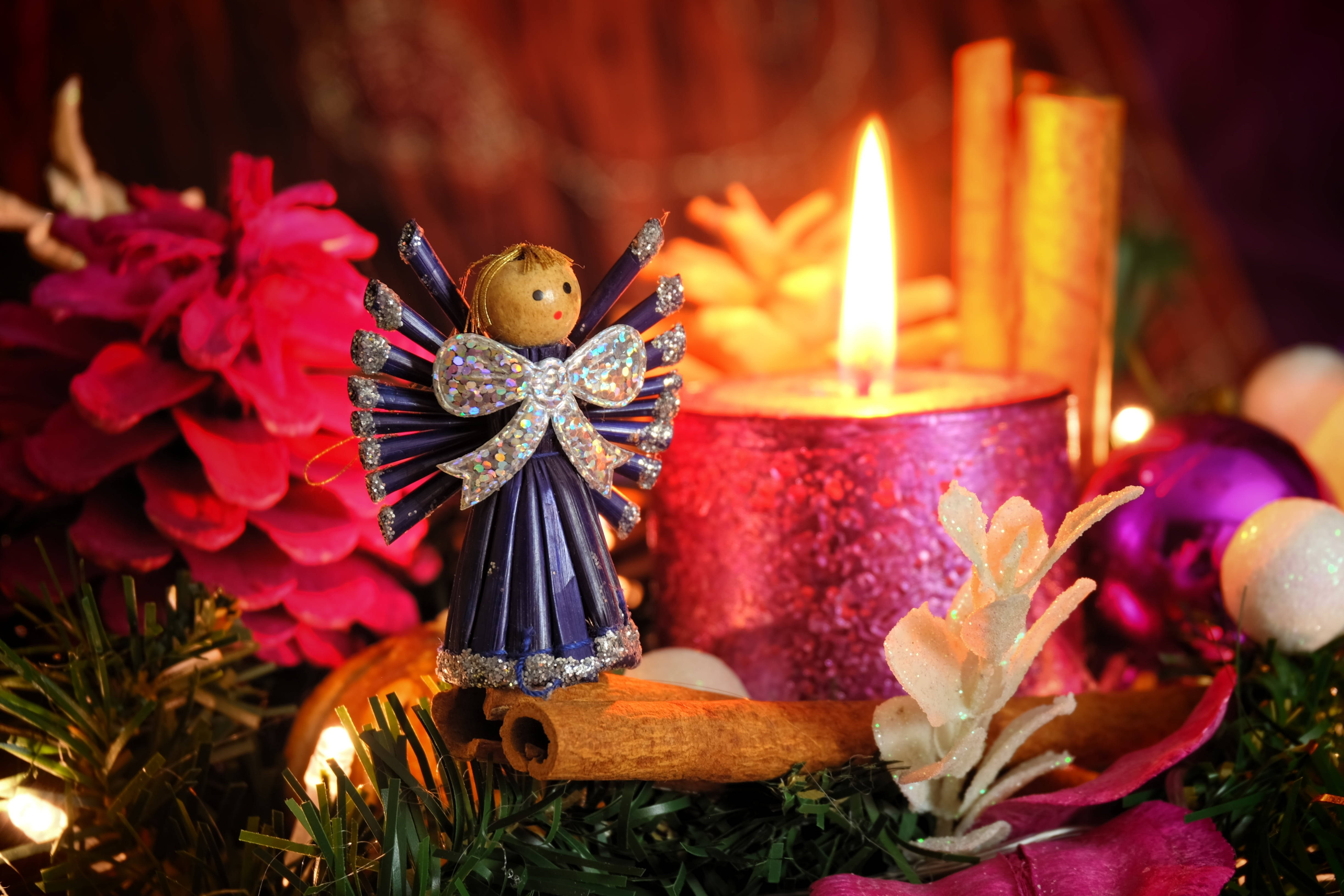 Vela Rosa de Ángel Navideño Fondos de pantalla