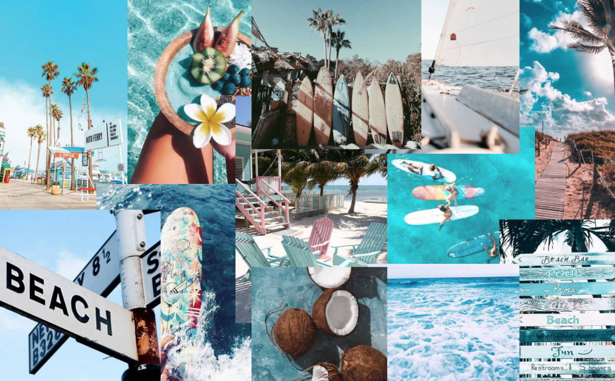 Verano Estético Collage de Playa Fondos de pantalla